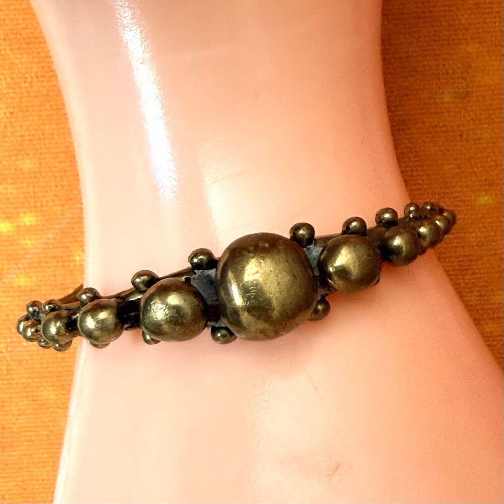 Tasha Gold Tone Bubble Statement Cuff Bracelet Sculptural Organic Design